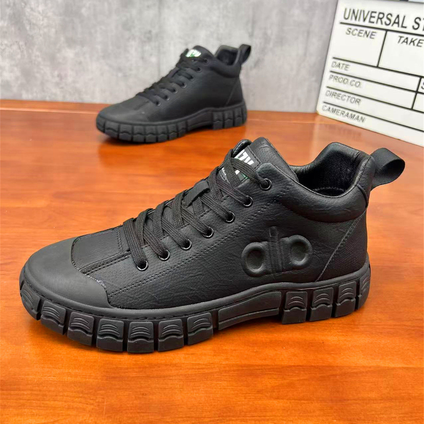 冬季男士加绒保暖棉鞋一脚蹬懒人鞋韩版厚底马丁靴百搭潮流鞋子男