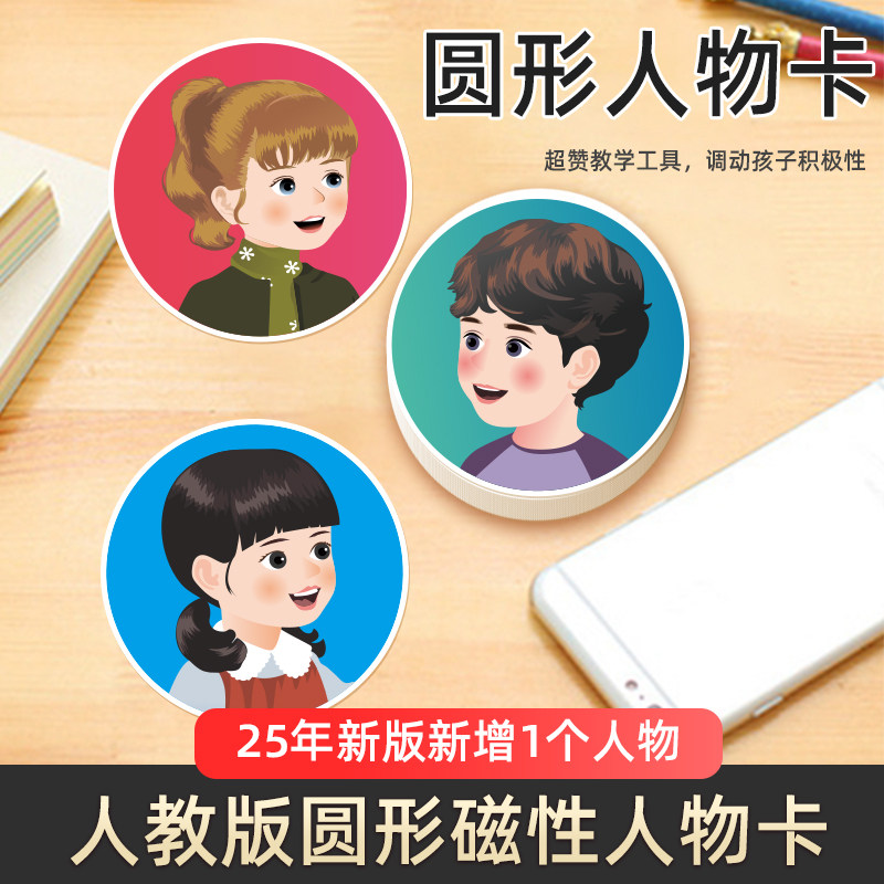 2025新pep人教圆形人物板书卡片