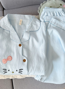 helloKitty云朵棉纱睡衣女款2026新款春秋季长袖可爱少女家居服夏