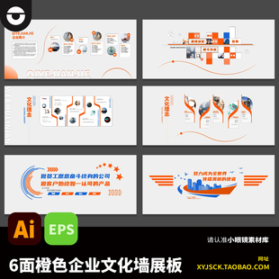 橙色活跃企业简介发展历程文化理念员工天地文化墙展板AI矢量文件