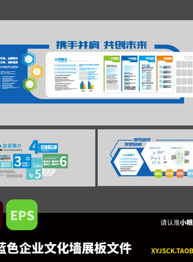 3面蓝色商务风宣传栏公司简介产品板块企业文化墙展板AI文件EPS