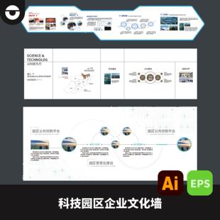 科技园区文化墙AI矢量文件eps格式党建引领发展历程企业简介墙