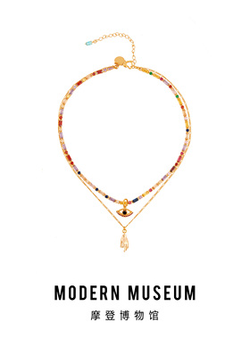 MODERN MUSEUM项链轻奢双层项链恶魔之眼系列彩钻项链