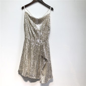 名媛气质女装 不规则裙摆闪闪亮片性感露背宴会聚会吊带礼服连衣裙