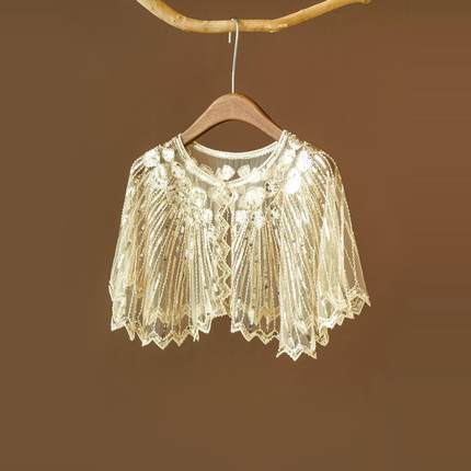 晚礼服披肩1920宴会舞会女复古亮片斗篷舞台欧美婚纱礼服披肩聚会