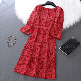 婚礼妈妈装新娘喜婆婆岳母结婚宴庆礼服女高贵洋气刺绣连衣裙子