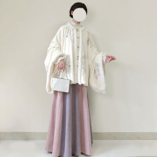 明制汉服昭君袄圆领袄仿兔绒貂毛提花日常冬 观止织造｜藤间燕