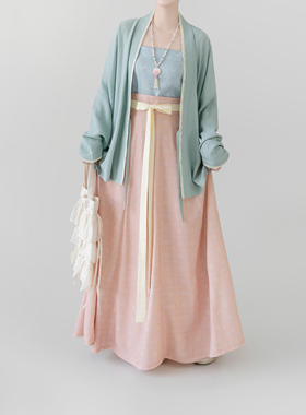 【观止织造｜藕花】宋制汉服飞机袖对襟衫交窬裙提花人棉清新日常