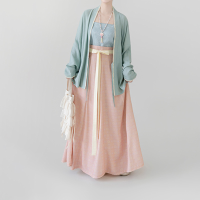 宋对襟衫交窬裙提花人棉日常汉服