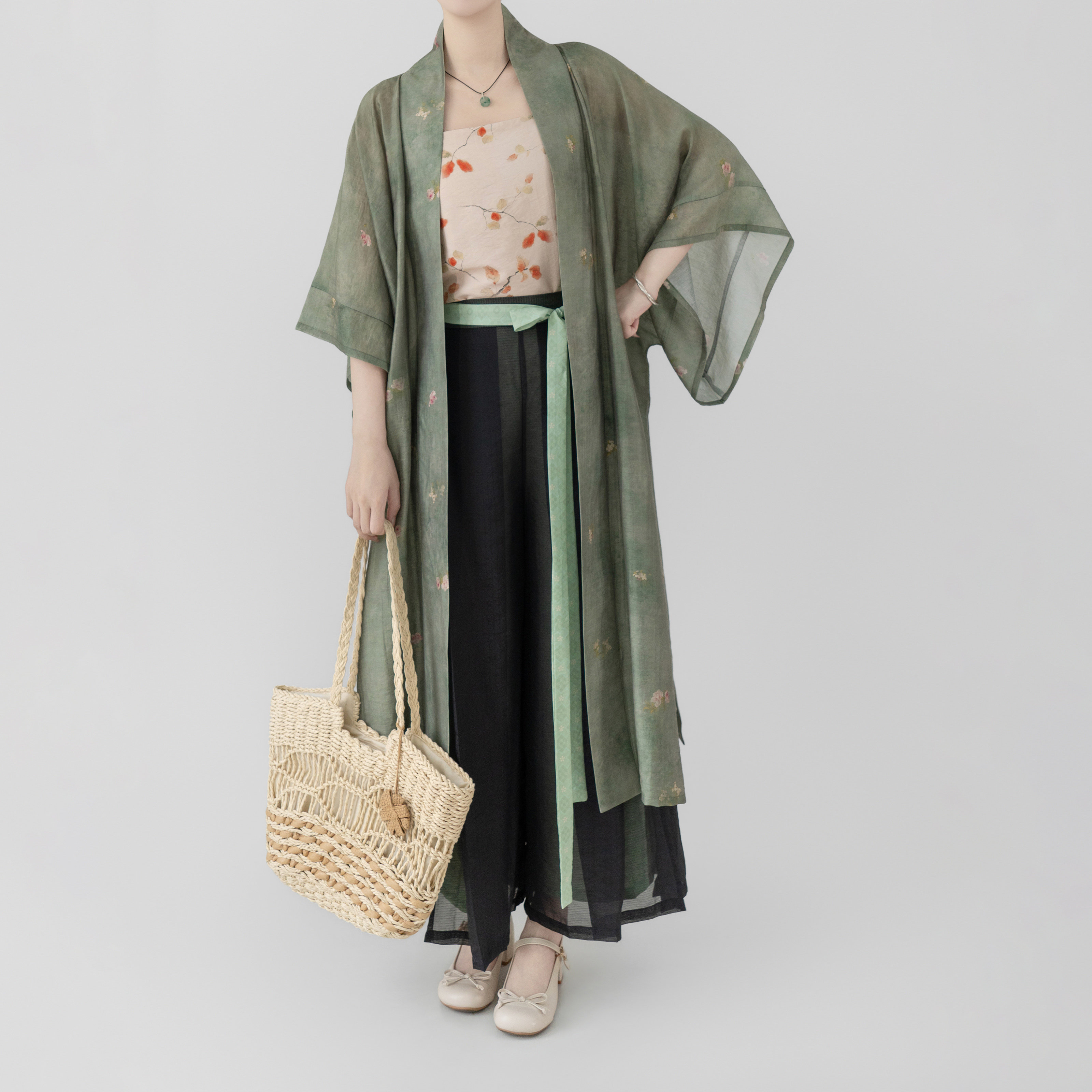 【观止织造｜松涧】宋制汉服长干寺背心吊带绿色天丝人棉日常春夏