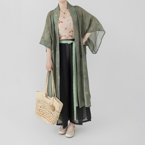 【观止织造｜松涧】宋制汉服长干寺背心吊带绿色天丝人棉日常春夏