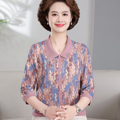 2024新款中老年人夏秋季女款妈妈中袖春秋装八分袖40多50岁60带领