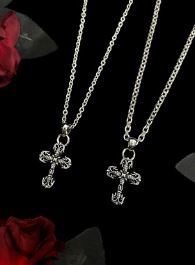 克罗中号火焰十字泰银做旧项链不掉色毛衣链