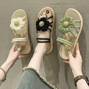 时尚 韩版 两穿凉拖鞋 夏季 花朵百搭外出居家休闲女拖鞋 新款