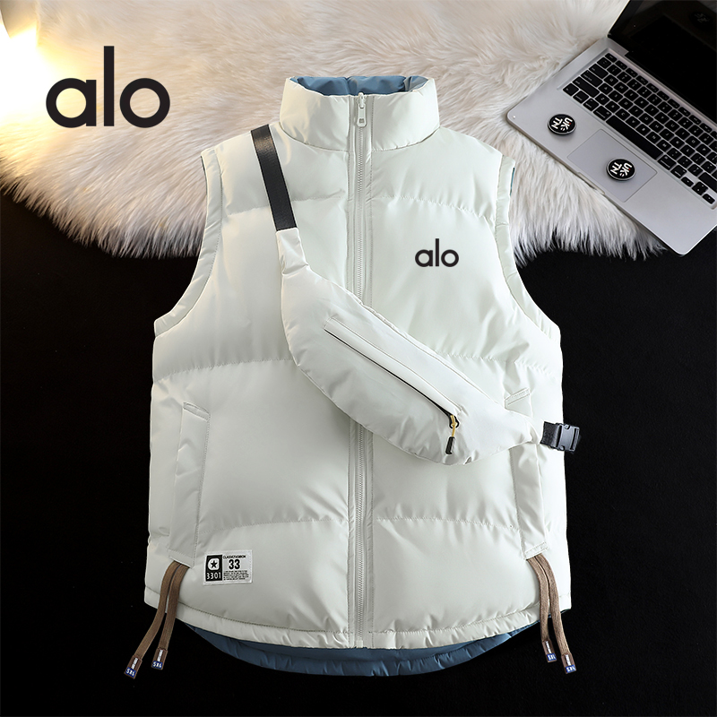 马甲立领保暖男女新款运动休闲无袖纯色背心送背包双面穿马甲