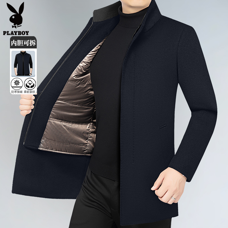 中长款男士毛呢25秋冬新款加厚羊毛呢大衣中年立领风衣外套爸爸装