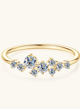 抖音网红同款酷小众设计莫桑石戒指女满天星纯银指环潮高级感饰品