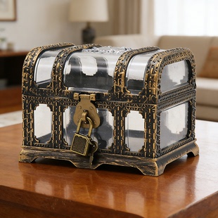 加勒比海盗玩具百宝箱儿童宝贝收藏盒寻宝年会游戏宝盒道具带锁箱