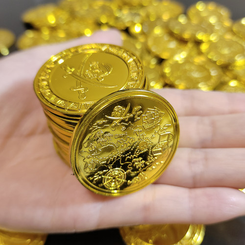 海盗骷颅头藏宝图金币4cm大号