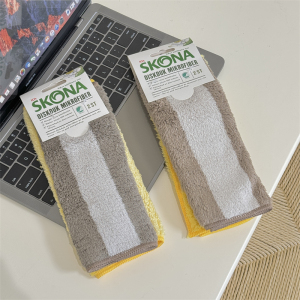 柔软不伤家具不掉毛~SKONA出口原单家用长毛珊瑚绒清洁抹布2条装