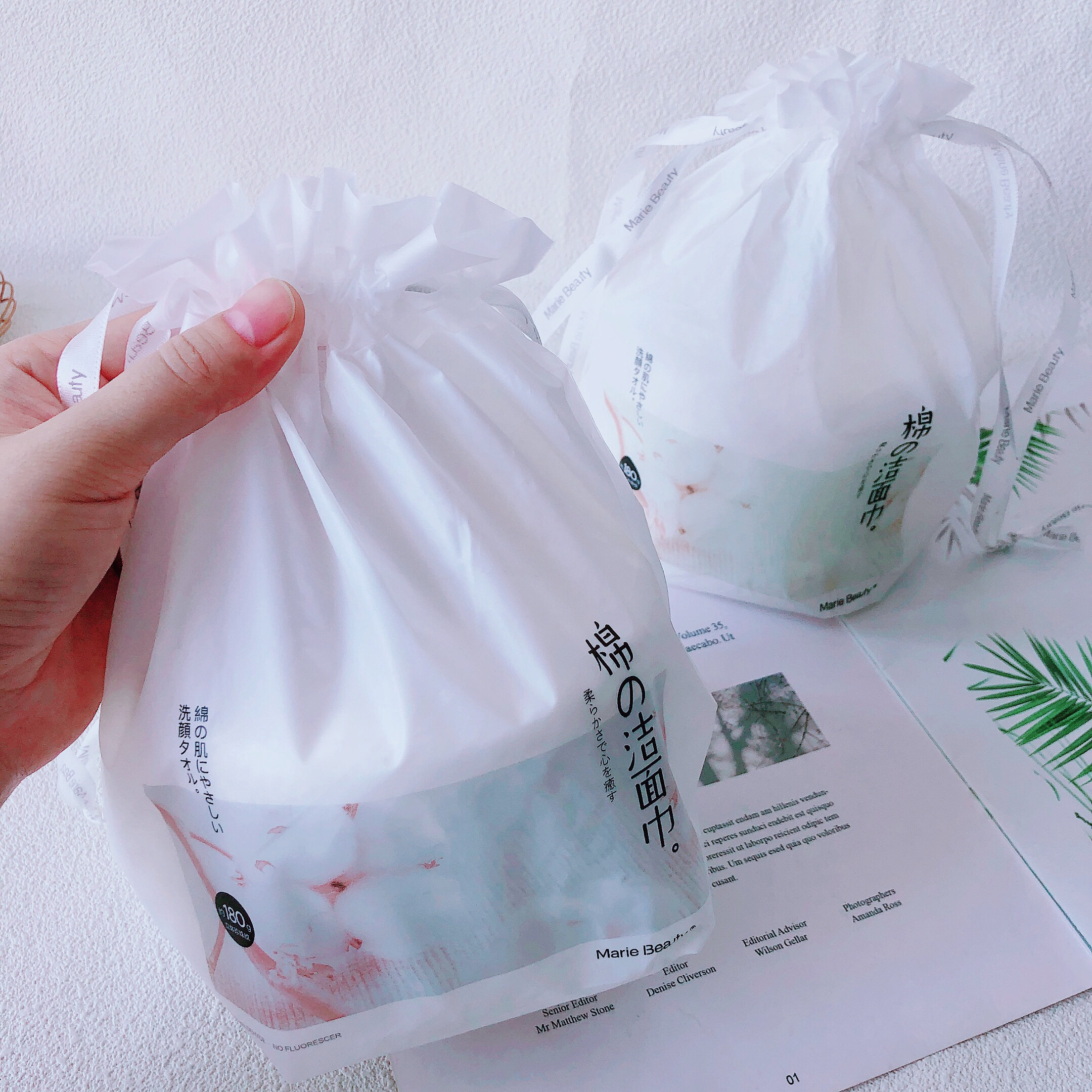 软到心巴上~MarieBeauty柔软亲肤棉柔巾珍珠纹干湿两用洗脸巾180g
