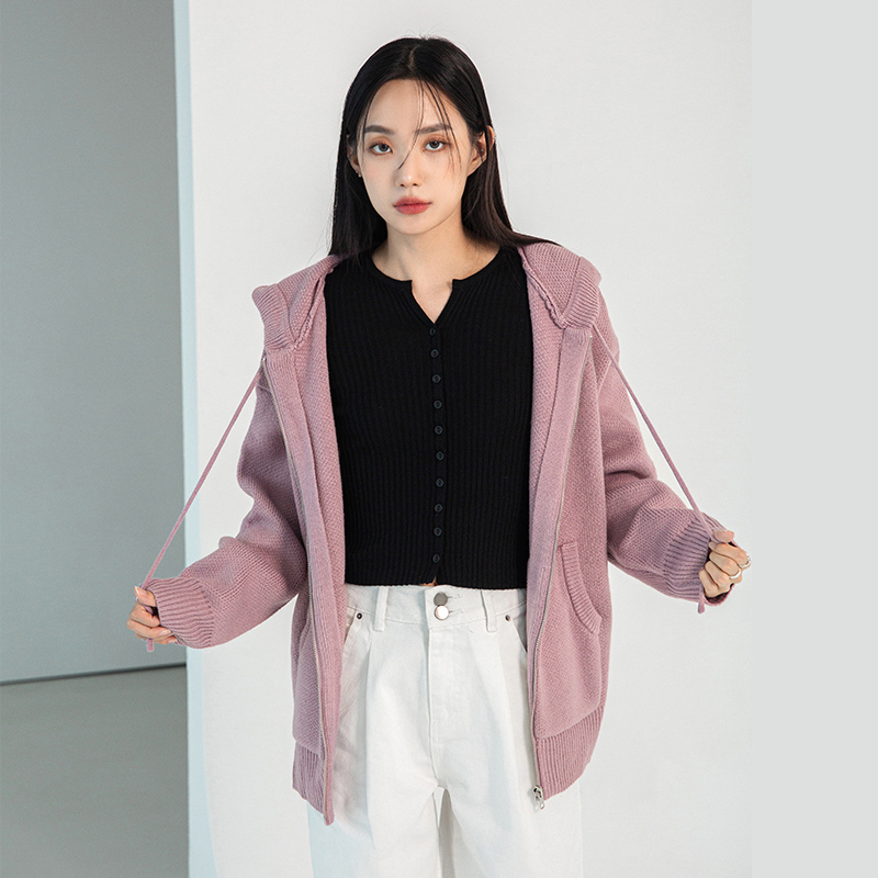 韩都衣舍女装2022秋冬新款韩版针织上衣宽松慵懒毛衣女开衫外套