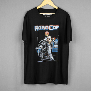 机器战警铁甲威龙机械战警休闲纯棉短袖 水洗复古男T恤 宽松美式