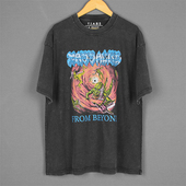 From TIABS死亡金属短袖 Massacre Beyond复古水洗落肩纯棉男T恤