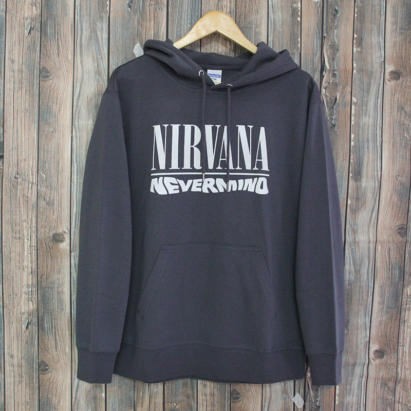 Nirvana卫衣涅槃 Nevermind Hoodie暗夜灰色300克套头连帽帽衫