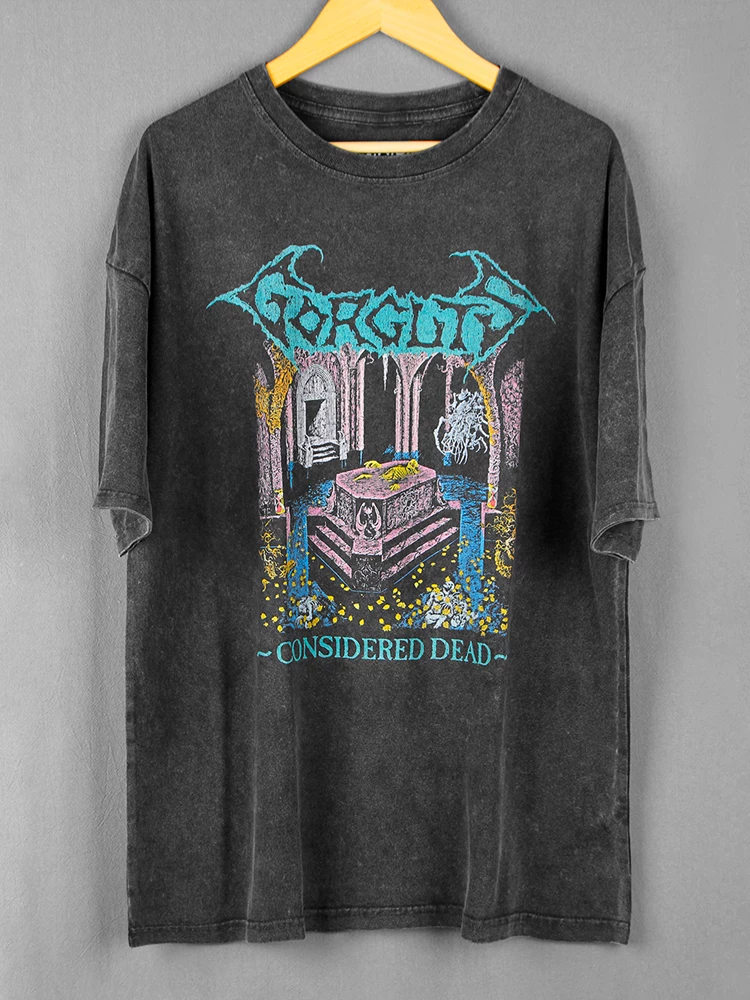 Gorguts Considered Dead death metal чистый хлопок стирка off-shoulder тяжелый ретро мужская футболка с коротким рукавом