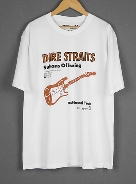 Dire Straits短袖Sultans Of Swing恐怖海峡摇滚乐队纯棉男女T恤