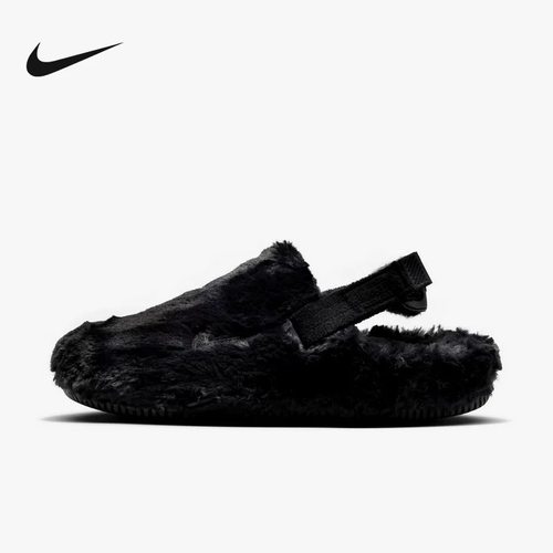 Nike耐克女鞋新款休闲CALM毛毛拖鞋魔术贴抓地回弹凉鞋FZ3118-001