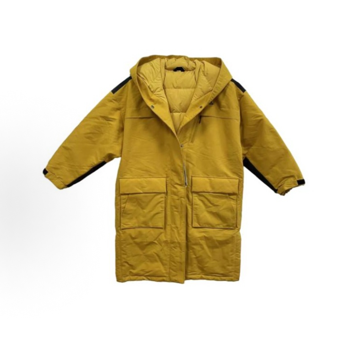 adidas 运动连帽休闲长款连帽羽绒服 女款 黄色 ge9988