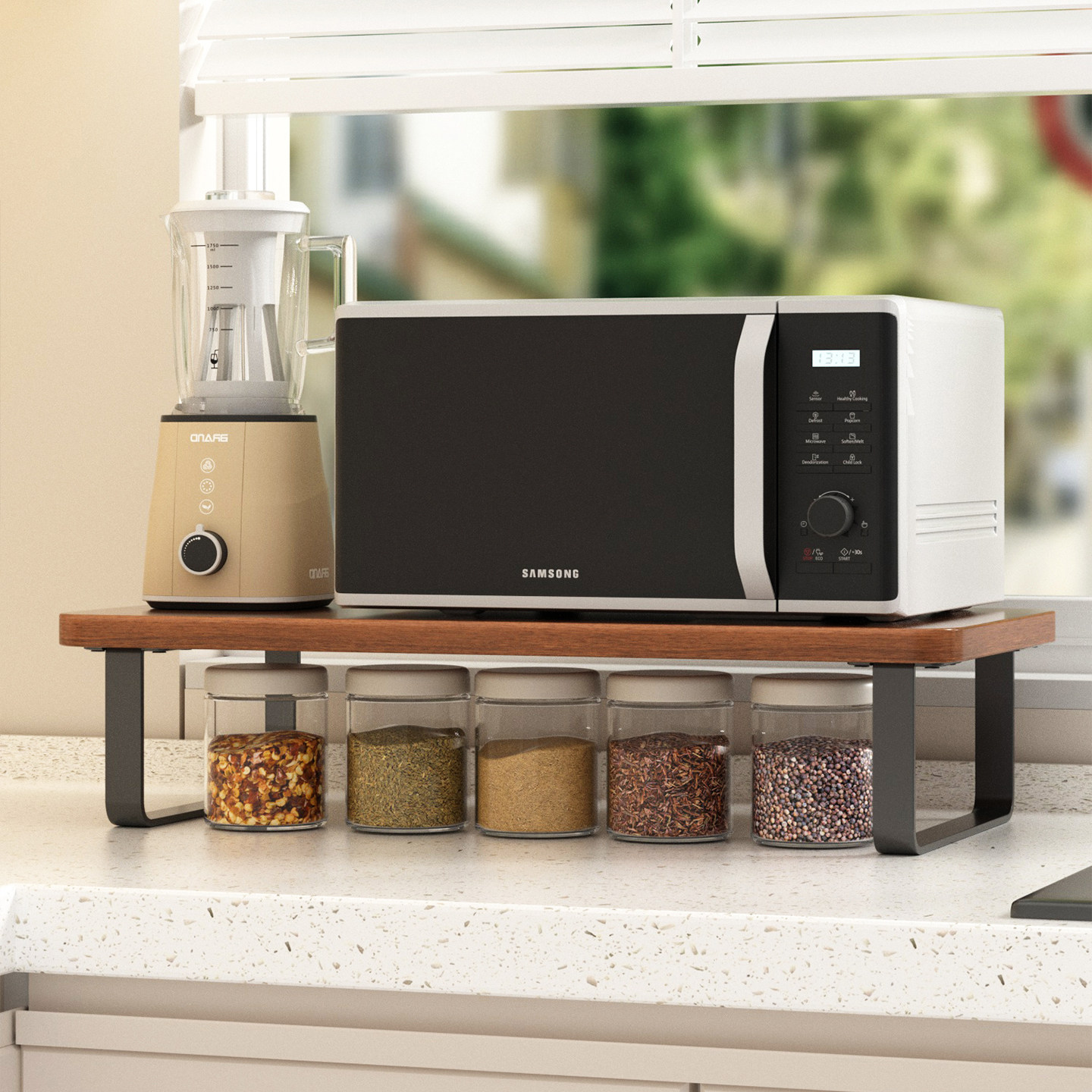 实木厨房置物架垫高架台面电磁炉烤箱底座放置架加高隔层灶台架子,厨房/烹饪用具,微波炉置物架,淘宝优惠券,粉丝福利购,淘宝优惠卷