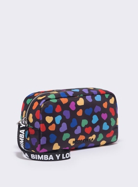 纯原西班牙潮牌女包品牌BIMBA Y LOLA化妆包红色爱心文具袋包中包