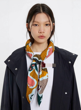 BIMBA Y LOLA 西班牙外贸单 墨镜印花图案 仿真丝大尺寸防晒围巾