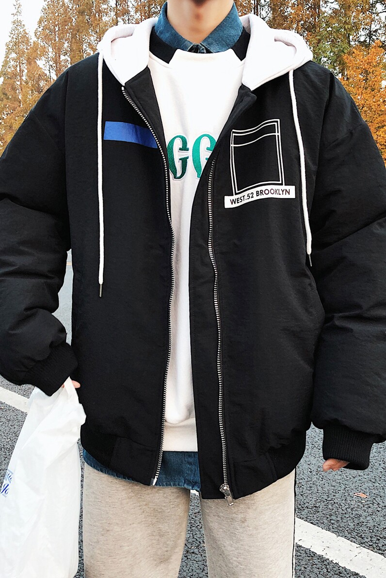 港风韩版面包服棉衣潮青年连帽宽松学生棉服男士棉衣M1820-P110,男装棉衣,电商A128