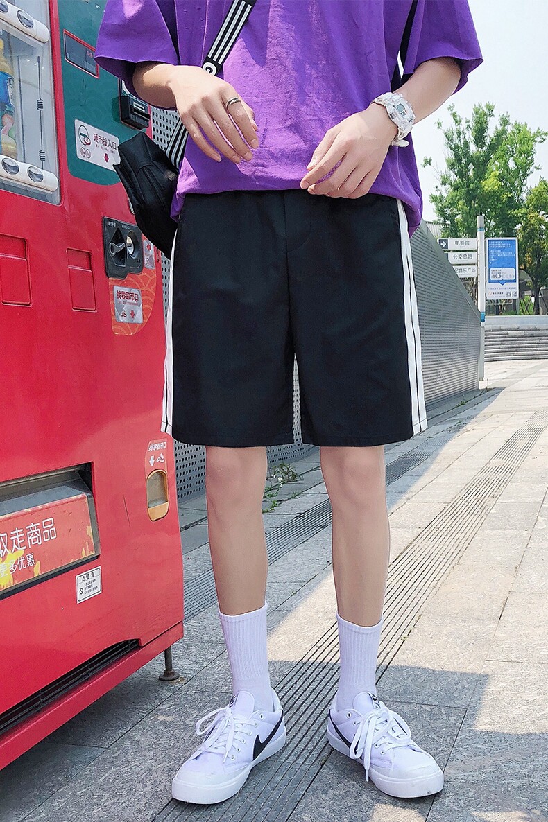 夏季五分短裤沙滩裤大码青少年港风条纹纯色宽松休闲裤DK18-P20,男装休闲裤,电商A128