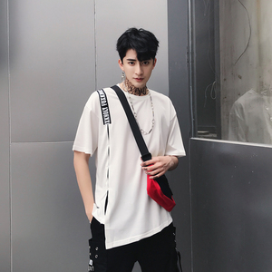 潮复古短袖T恤男潮贴布青少年美式纯棉大码男木板风T913-P35图片