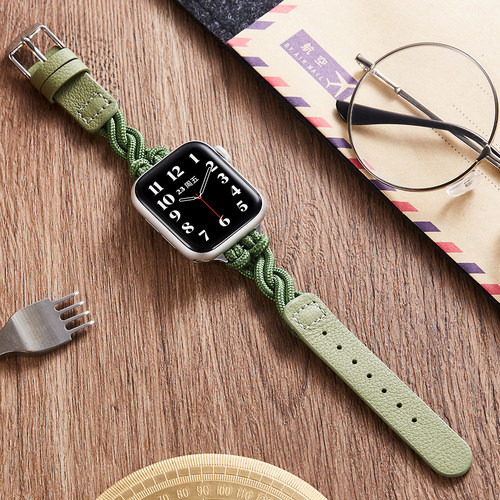 适用AppleWatchSe2新中式表带iwatch987654代苹果手表S10表带真皮