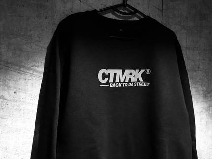 CTMRK-随时涂鸦反光长袖卫衣圆领男女情侣款2020新款无帽黑色宽松