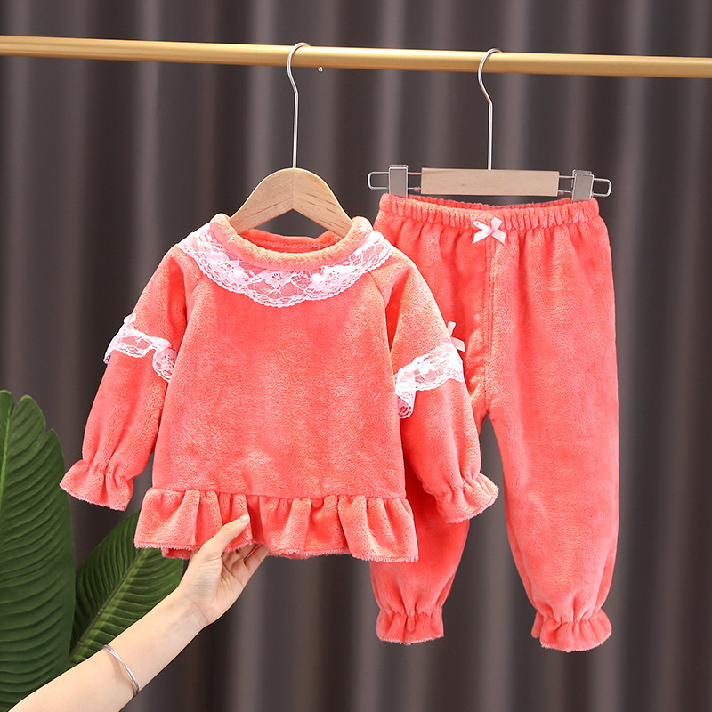 睡衣加厚款珊瑚绒公主风保暖套装