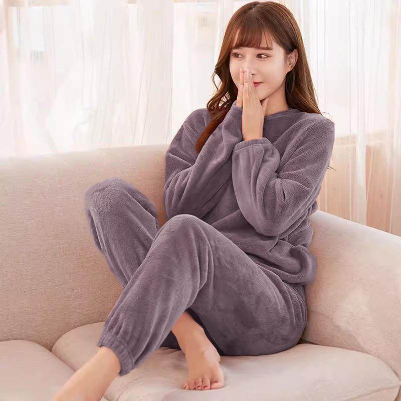 珊瑚绒睡衣冬季女款加绒两件式套装爆款法兰绒居家服休闲 可外穿