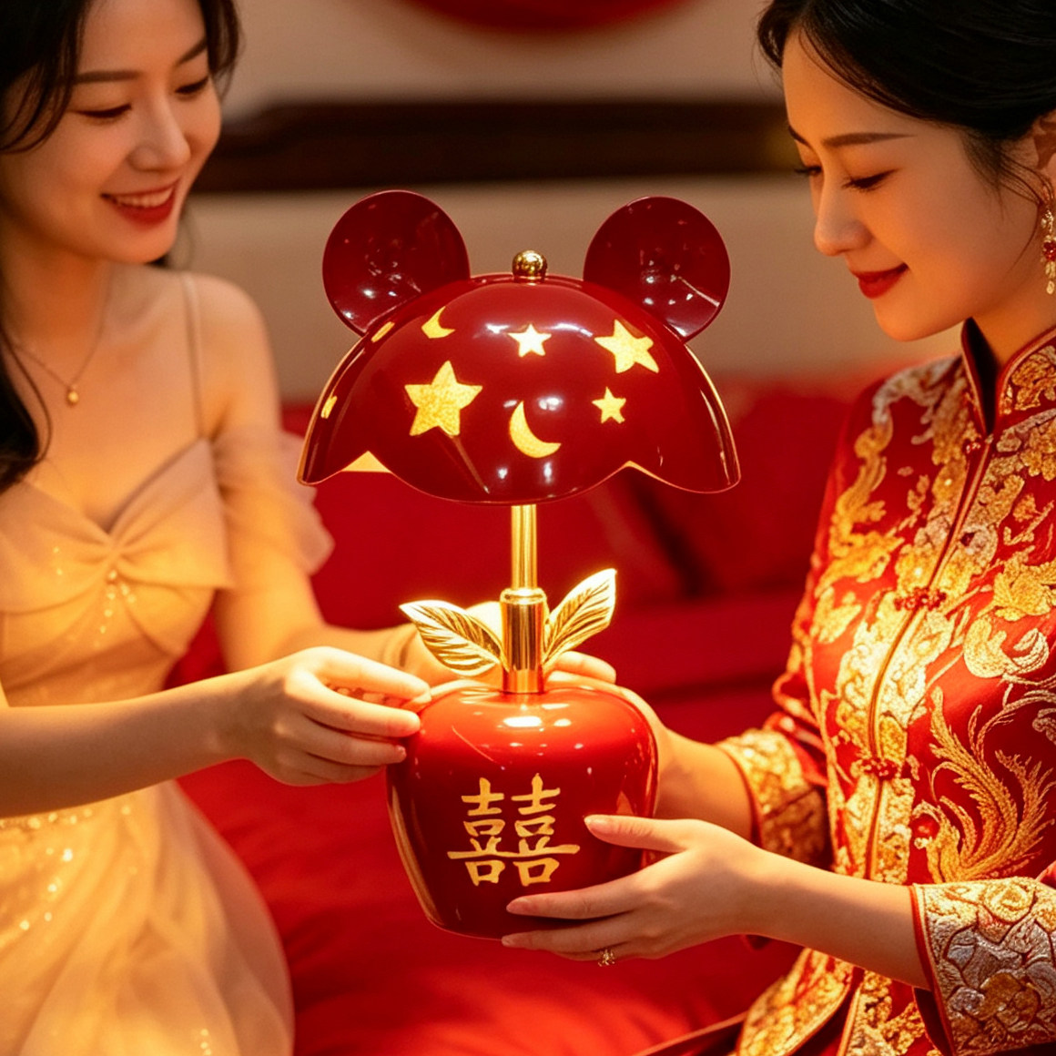 喜庆新婚红色长明床头喜灯