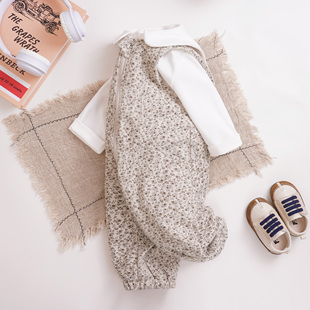 男女宝宝连体衣背带裤拉链开裆秋冬季外穿双层加厚男童女童26新款