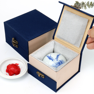 瓷缸锦盒景德镇印泥盒大中小印泥盒子印泥瓷盒收纳盒书画篆刻金石