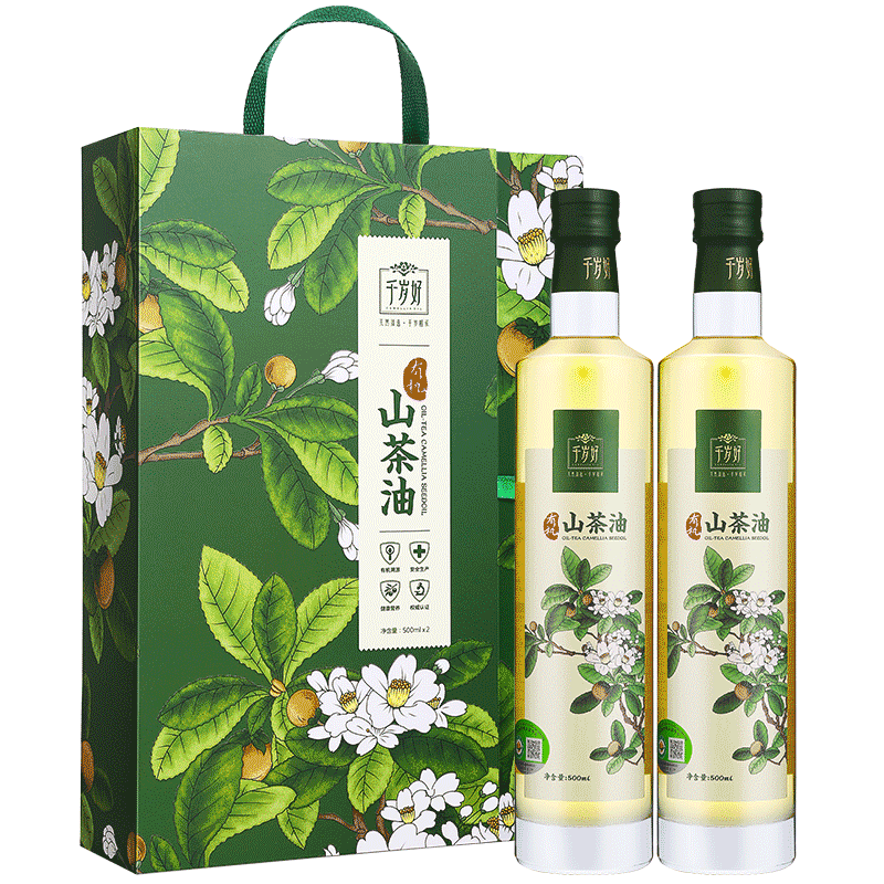 千岁好有机山茶油500ml*2瓶礼盒