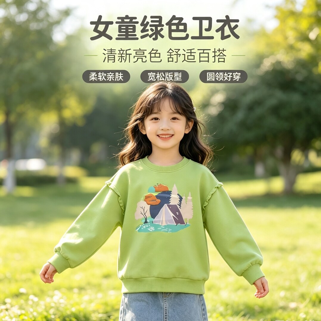 大黄蜂春秋款女童花边袖设计感休闲百搭卫衣
