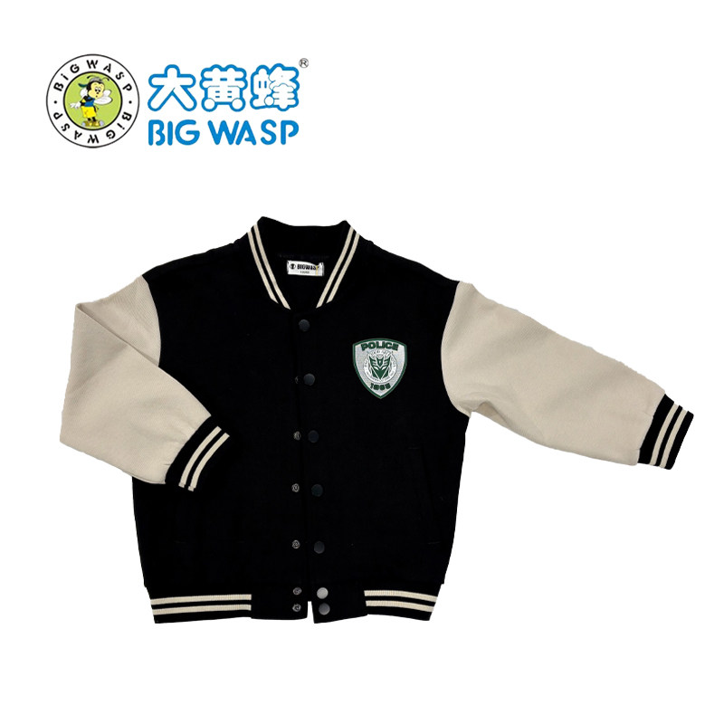 大黄蜂春秋款美式复古拼色棒球服男女学院风徽章外套