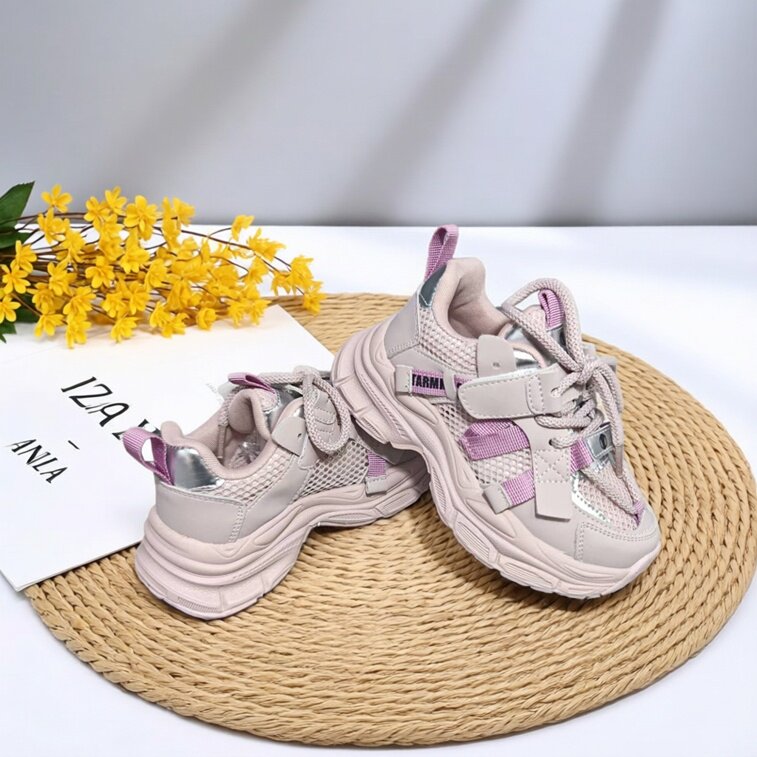 大黄蜂夏款大网眼女童老爹运动鞋网面透气厚底百搭休闲鞋